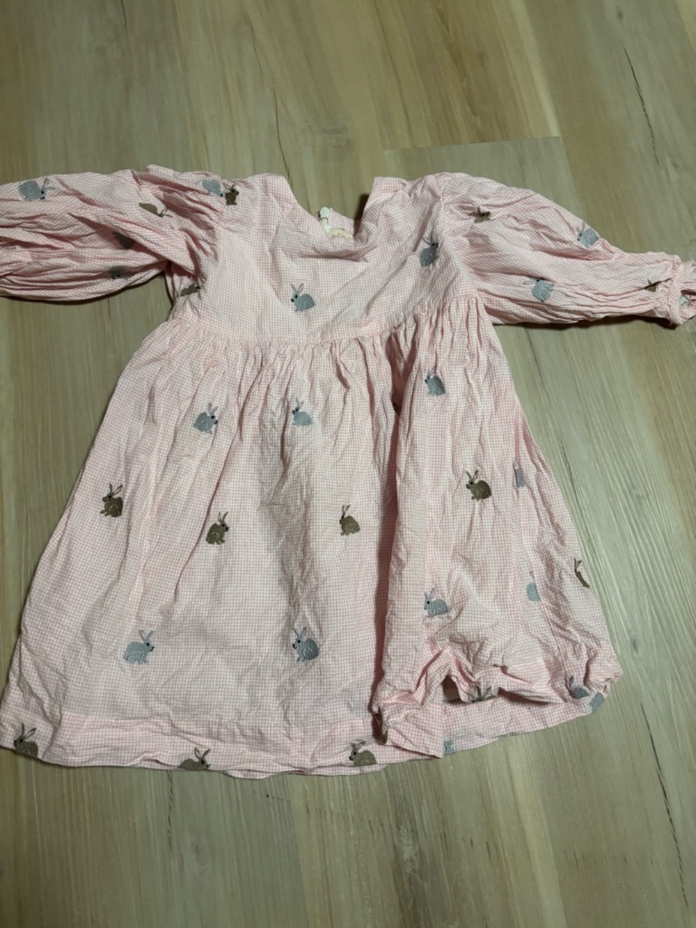 Pink Chicken Easter embroidered bunnies dress.
